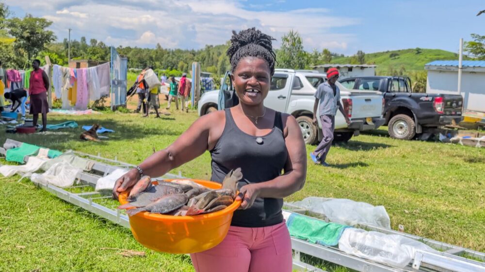 Risper Akello, a fish trader supported by the YISA programme in Siaya County